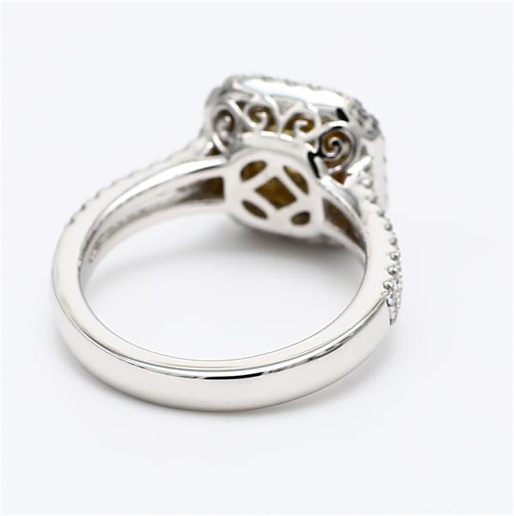 GIA Certified Natural Yellow Radiant and White Diamond 1.59 Carat TW Plat Ring