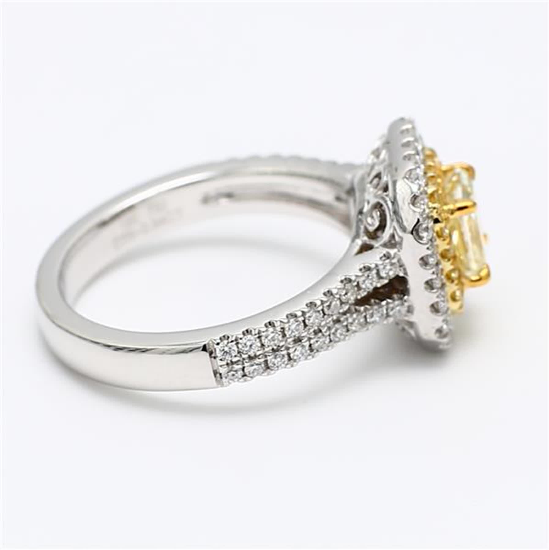 GIA Certified Natural Yellow Radiant and White Diamond 1.59 Carat TW Plat Ring