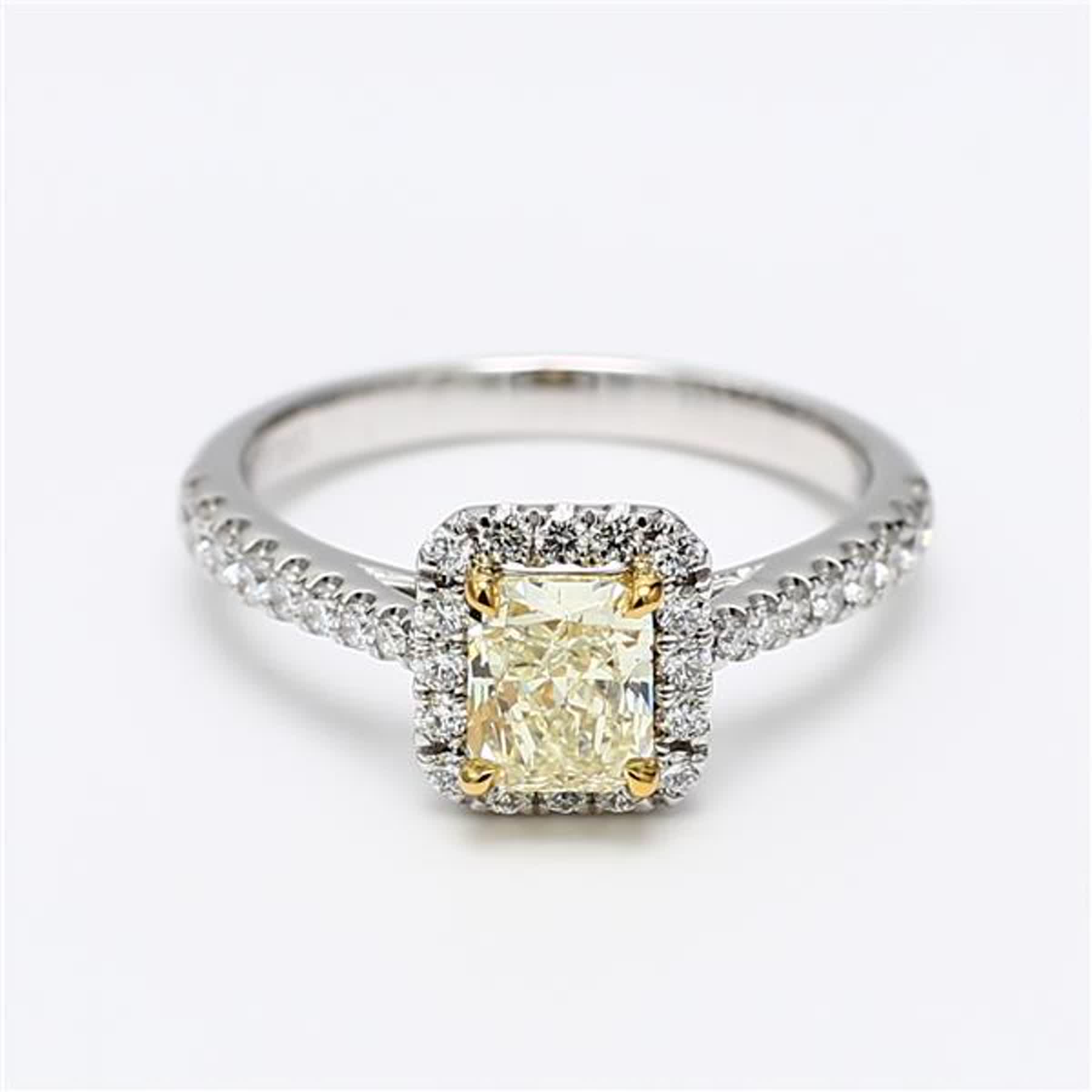 GIA Certified Natural Yellow Radiant and White Diamond 1.22 Carat TW Plat Ring