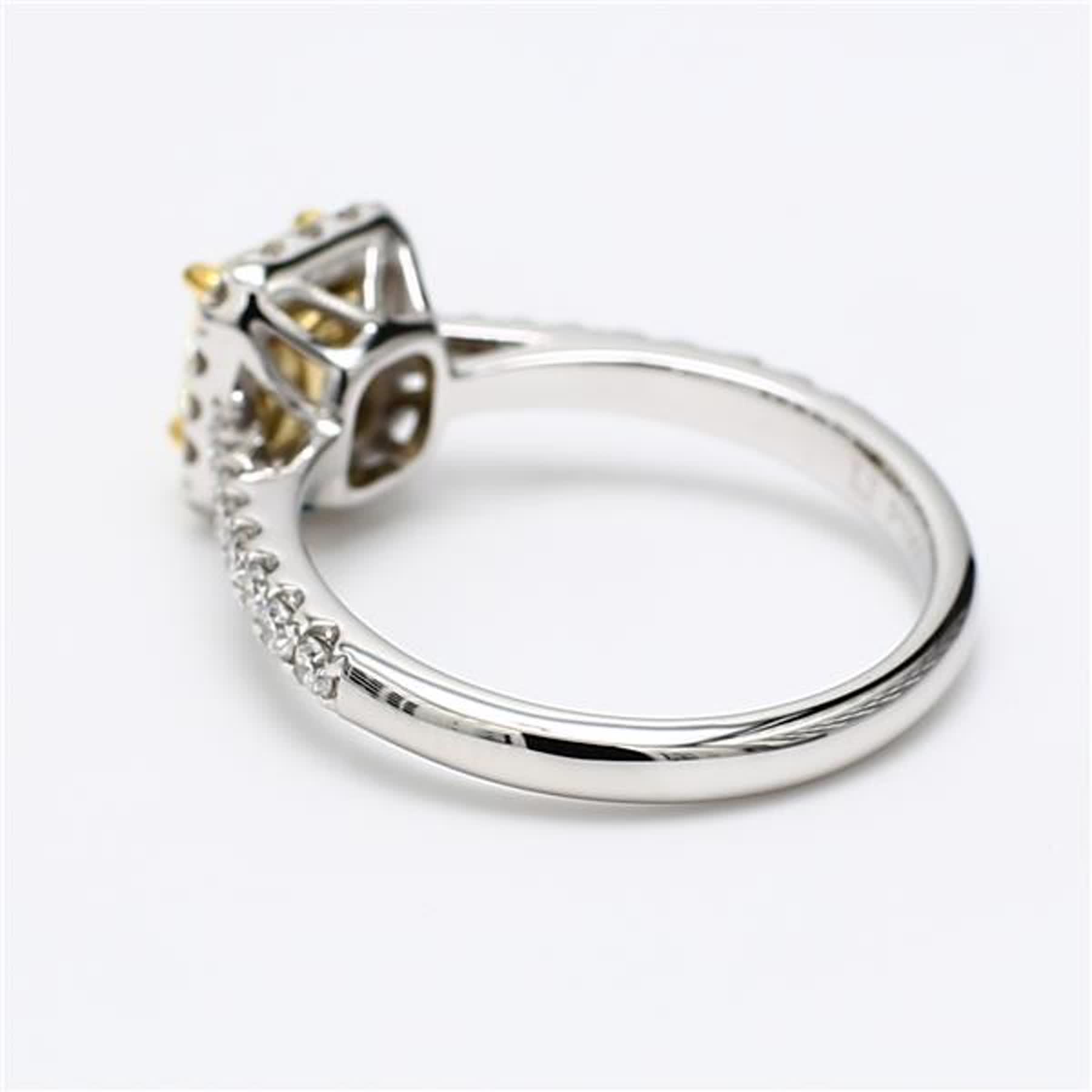 GIA Certified Natural Yellow Radiant and White Diamond 1.22 Carat TW Plat Ring