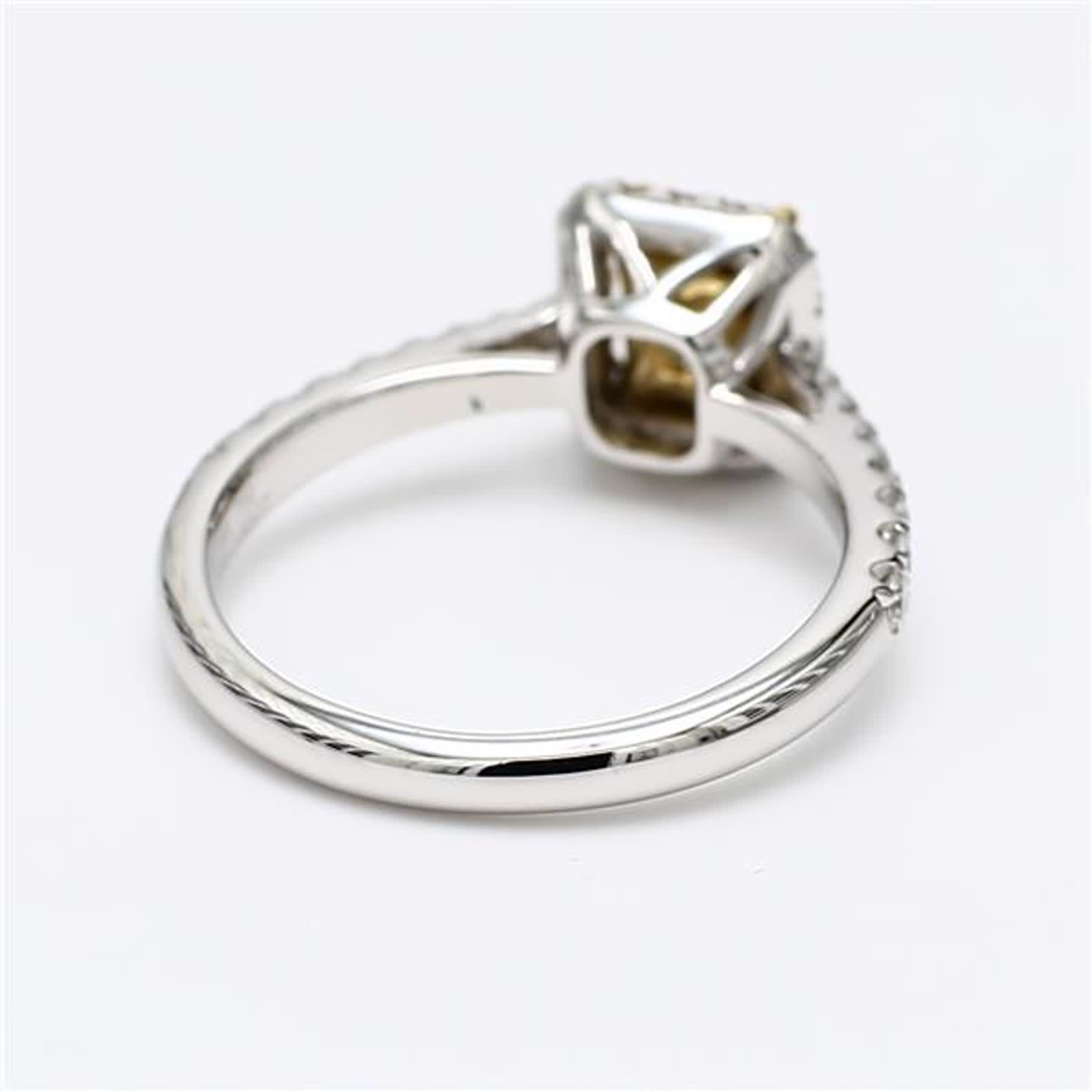 GIA Certified Natural Yellow Radiant and White Diamond 1.22 Carat TW Plat Ring
