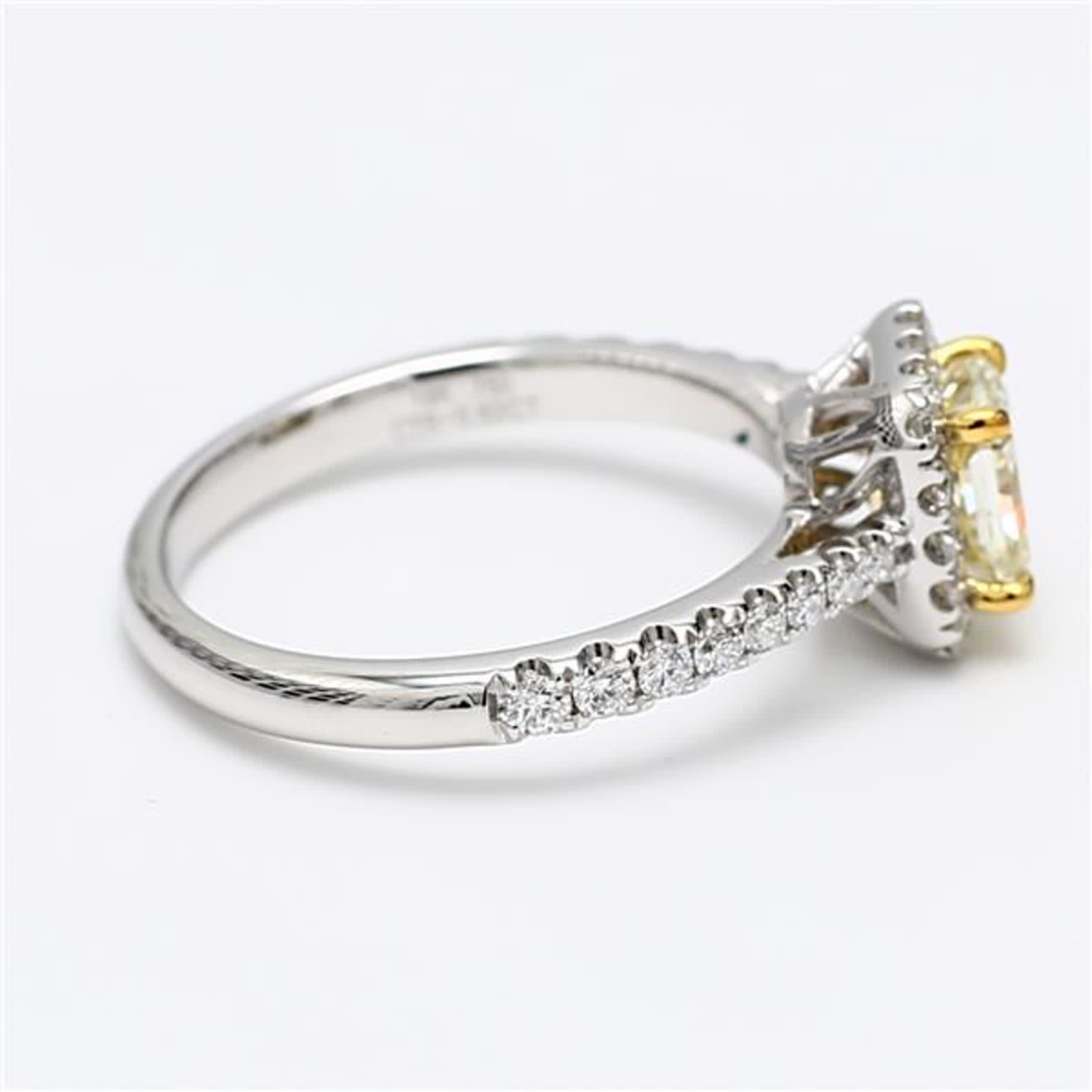 GIA Certified Natural Yellow Radiant and White Diamond 1.22 Carat TW Plat Ring