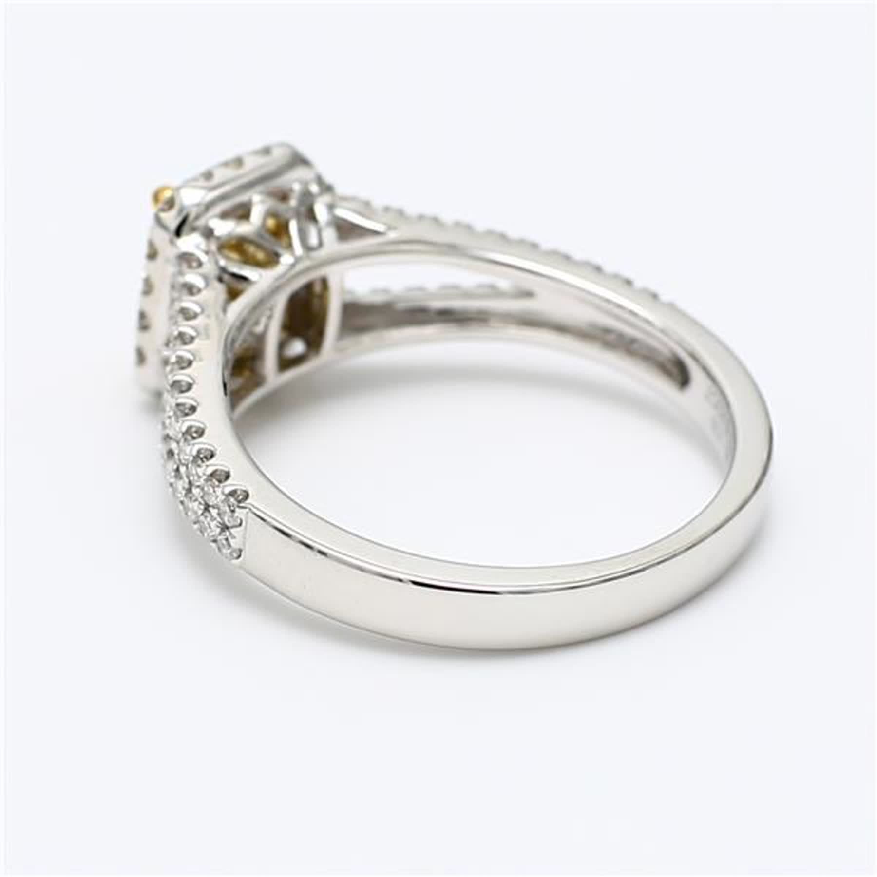 GIA Certified Natural Yellow Radiant and White Diamond 1.22 Carat TW Plat Ring