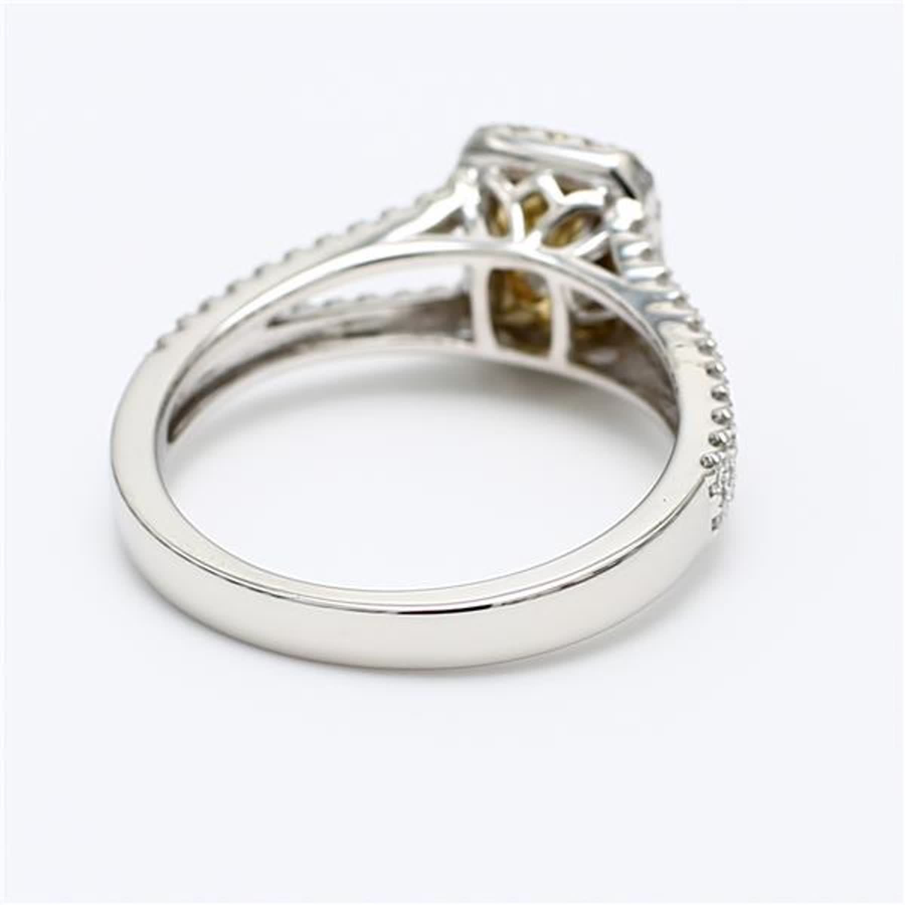 GIA Certified Natural Yellow Radiant and White Diamond 1.22 Carat TW Plat Ring