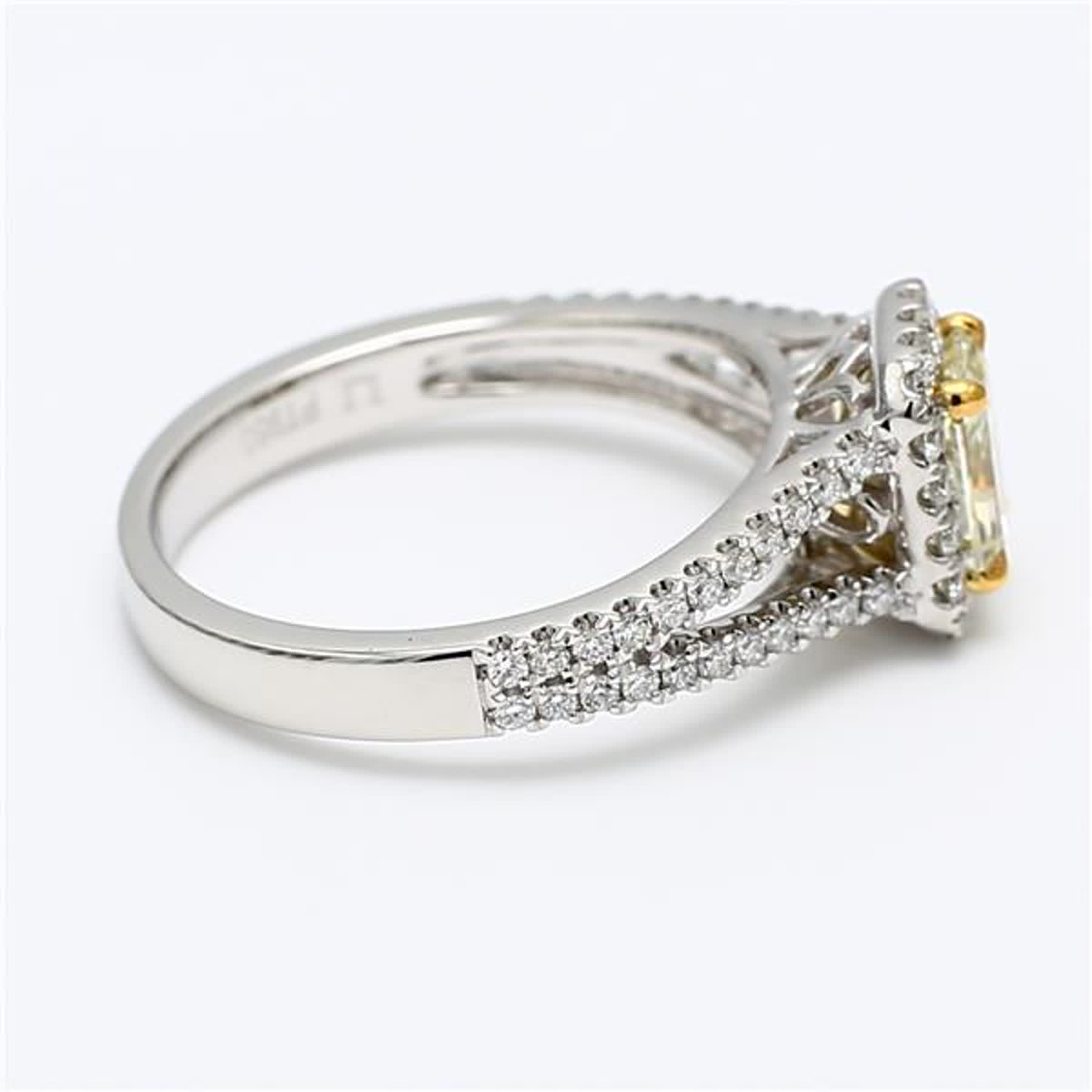 GIA Certified Natural Yellow Radiant and White Diamond 1.22 Carat TW Plat Ring