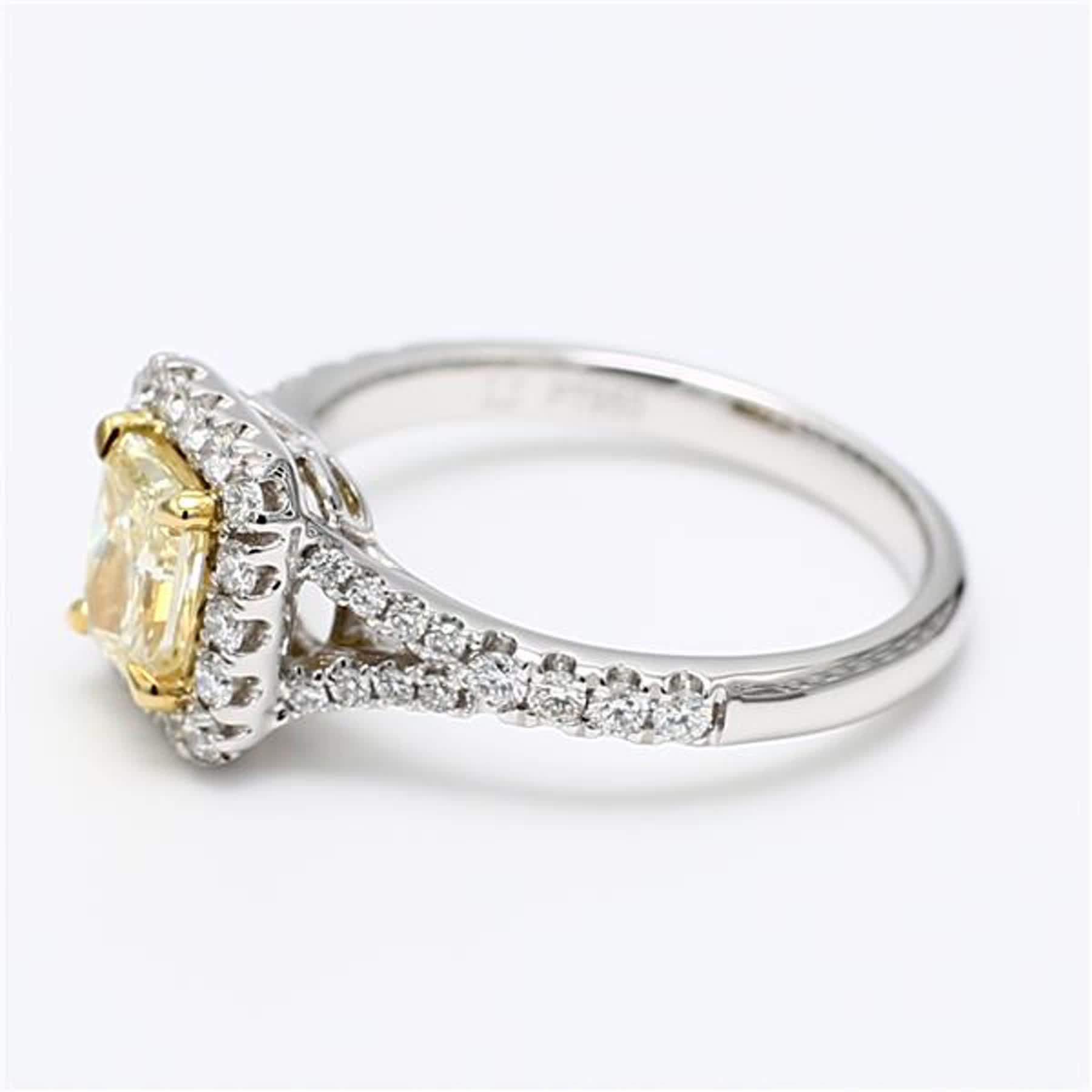 GIA Certified Natural Yellow Radiant and White Diamond 1.44 Carat TW Plat Ring