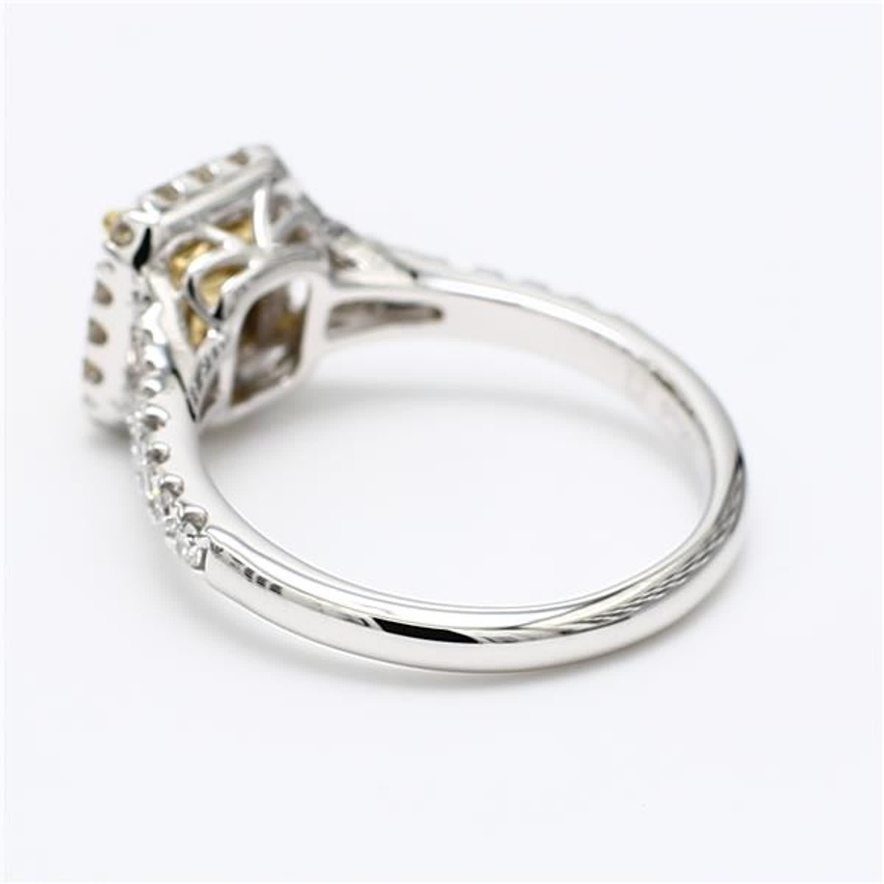 GIA Certified Natural Yellow Radiant and White Diamond 1.44 Carat TW Plat Ring