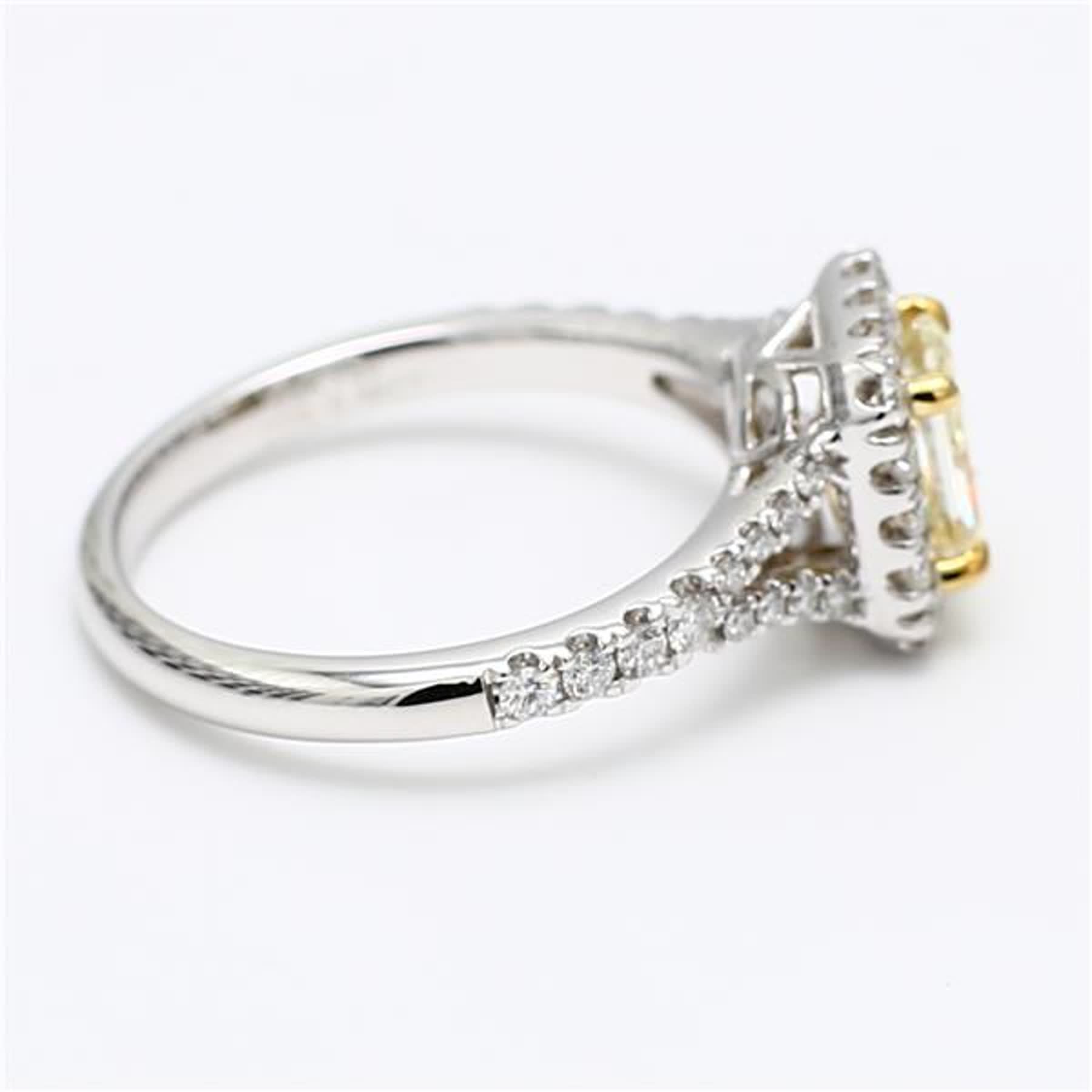 GIA Certified Natural Yellow Radiant and White Diamond 1.44 Carat TW Plat Ring