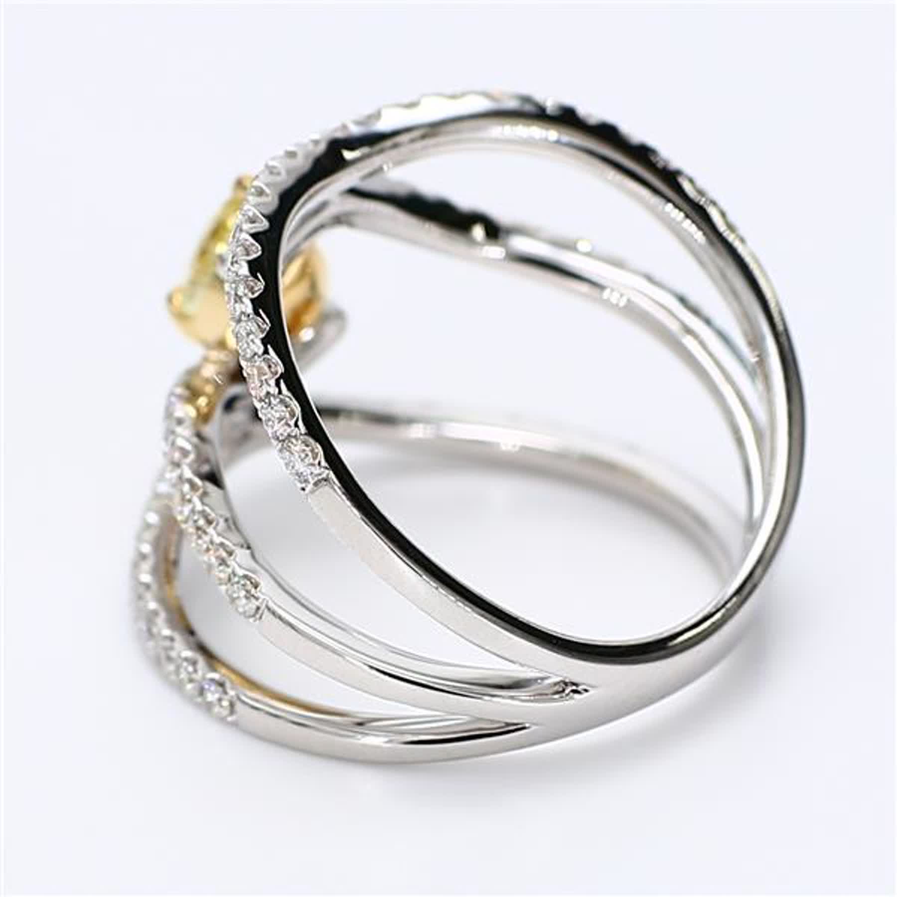 GIA Certified Natural Yellow Pear and White Diamond 1.25 Carat TW Gold Ring
