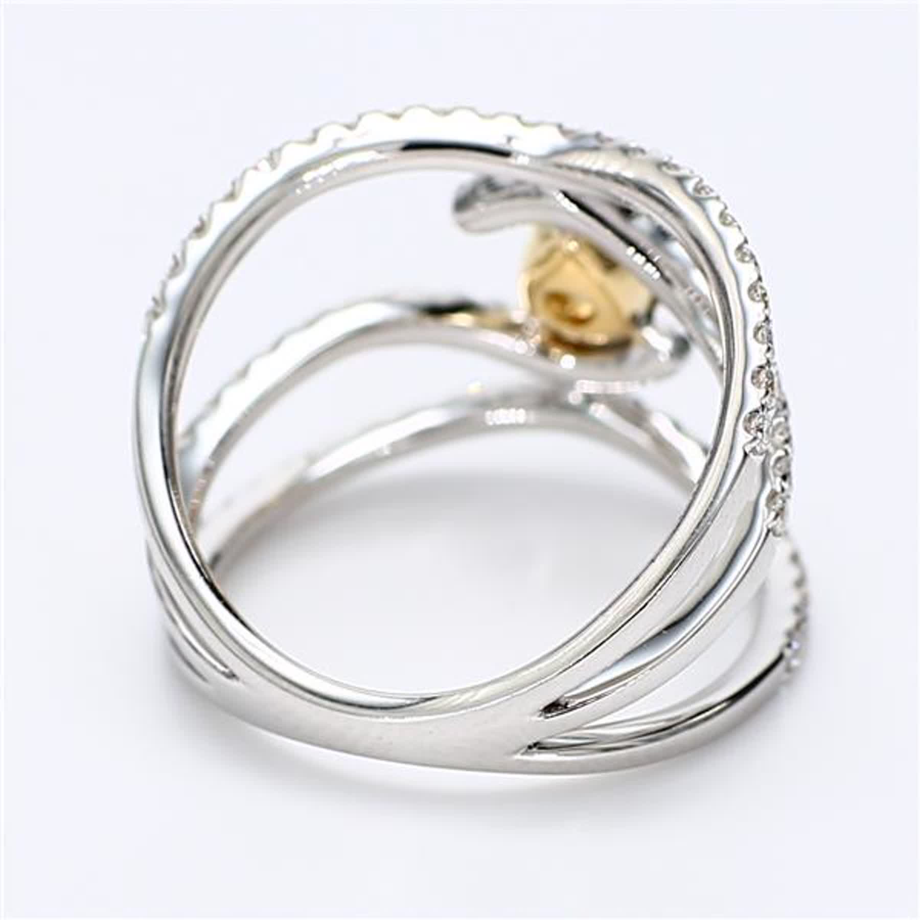 GIA Certified Natural Yellow Pear and White Diamond 1.25 Carat TW Gold Ring
