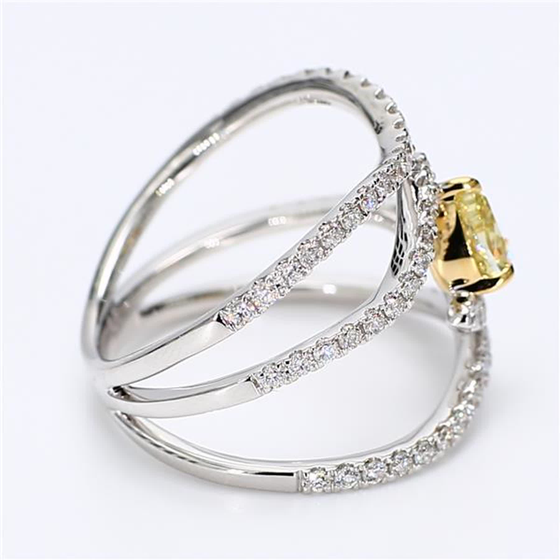 GIA Certified Natural Yellow Pear and White Diamond 1.25 Carat TW Gold Ring