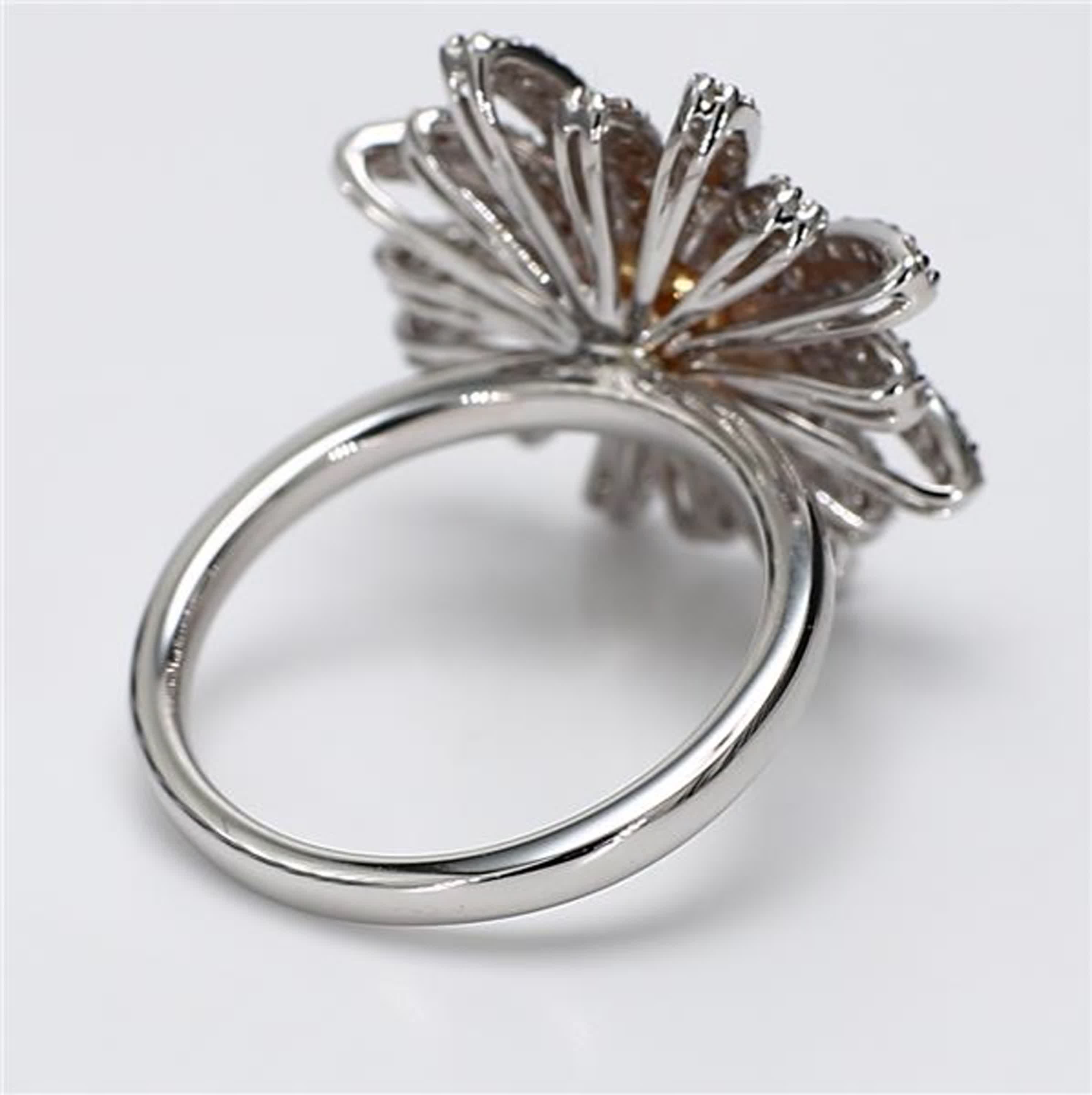 Natural Yellow Radiant and White Diamond 1.15 Carat TW Gold Cocktail Ring