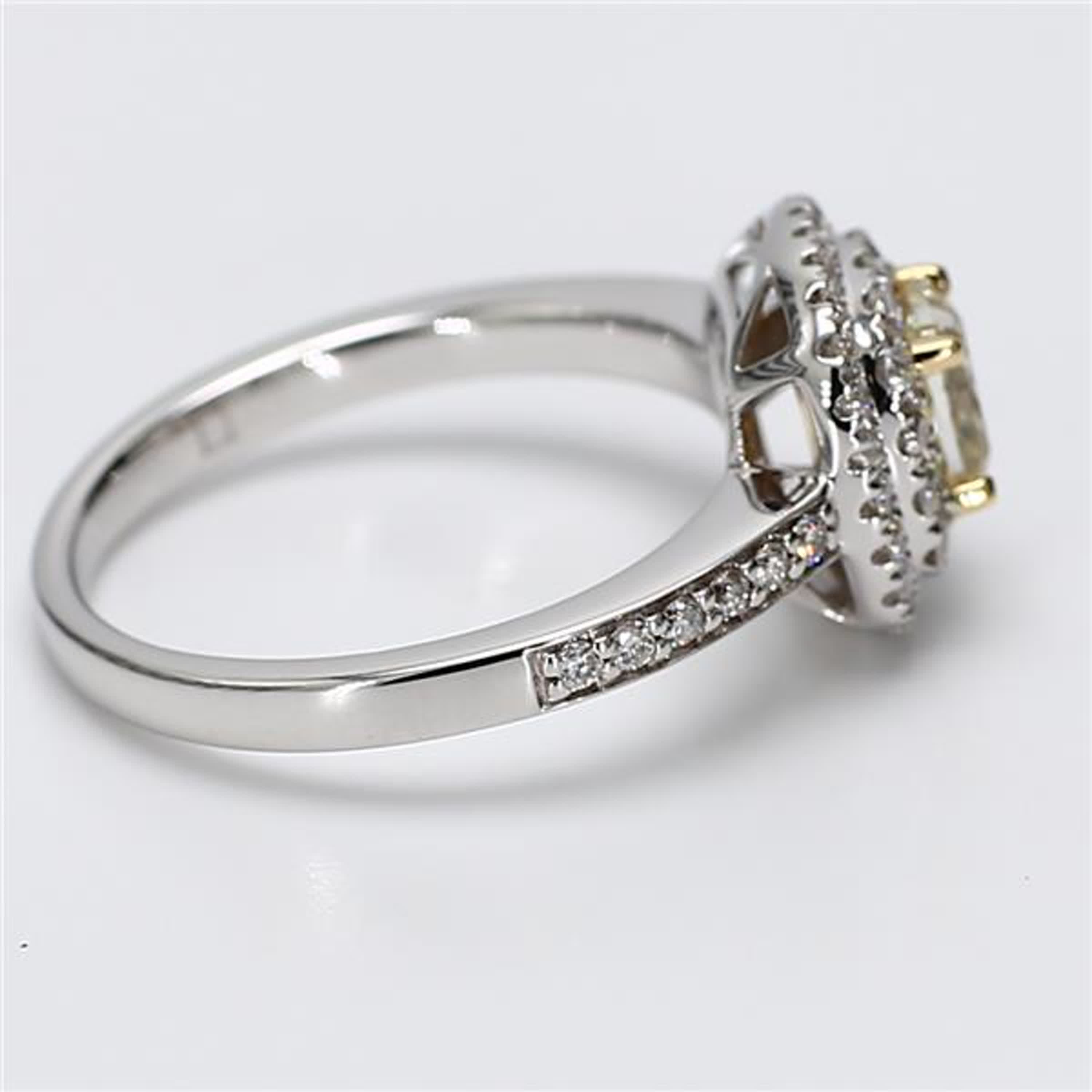 Natural Yellow Cushion and White Diamond 1.10 Carat TW Gold Cocktail Ring