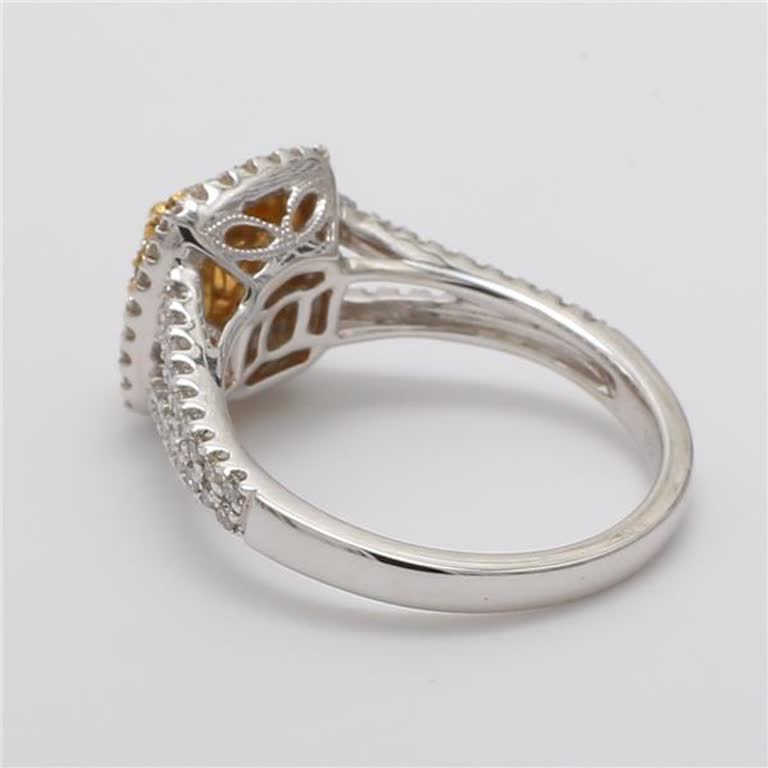 Natural Yellow Radiant and White Diamond 1.05 Carat TW Gold Cocktail Ring