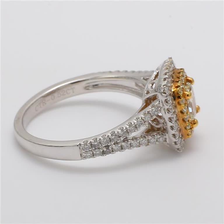 Natural Yellow Radiant and White Diamond 1.05 Carat TW Gold Cocktail Ring