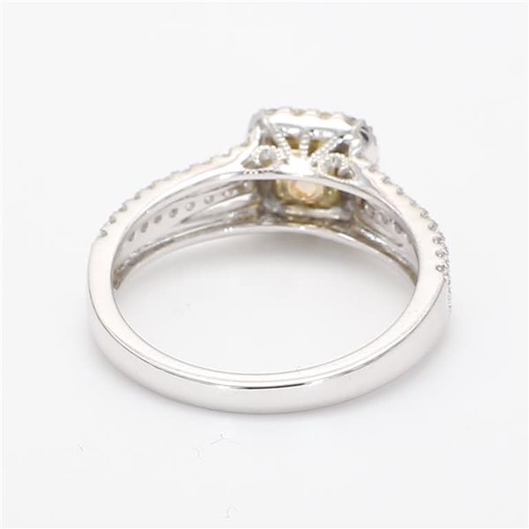 Natural Yellow Radiant and White Diamond .92 Carat TW Gold Cocktail Ring