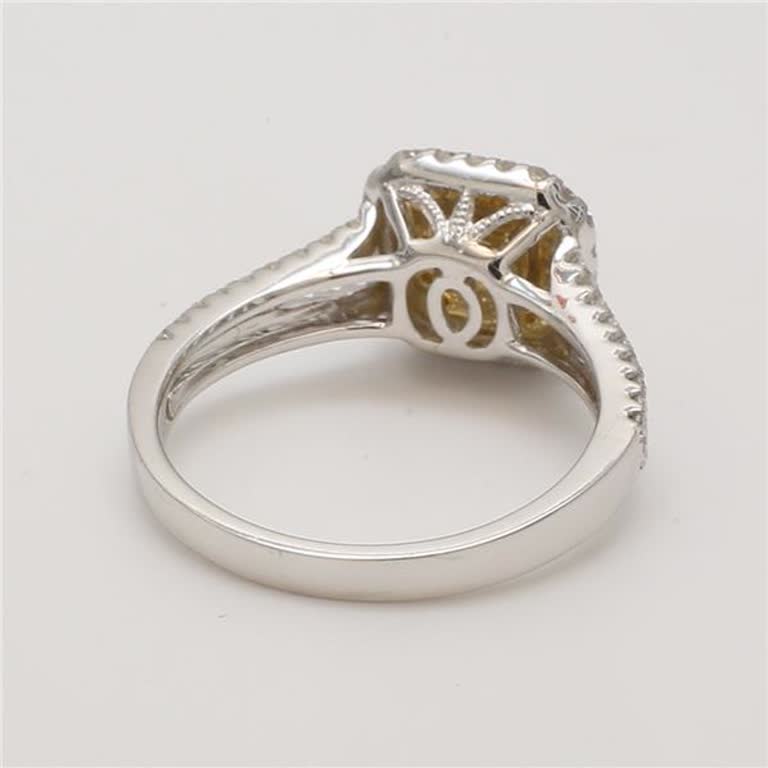 Natural Yellow Cushion and White Diamond .73 Carat TW Gold Cocktail Ring