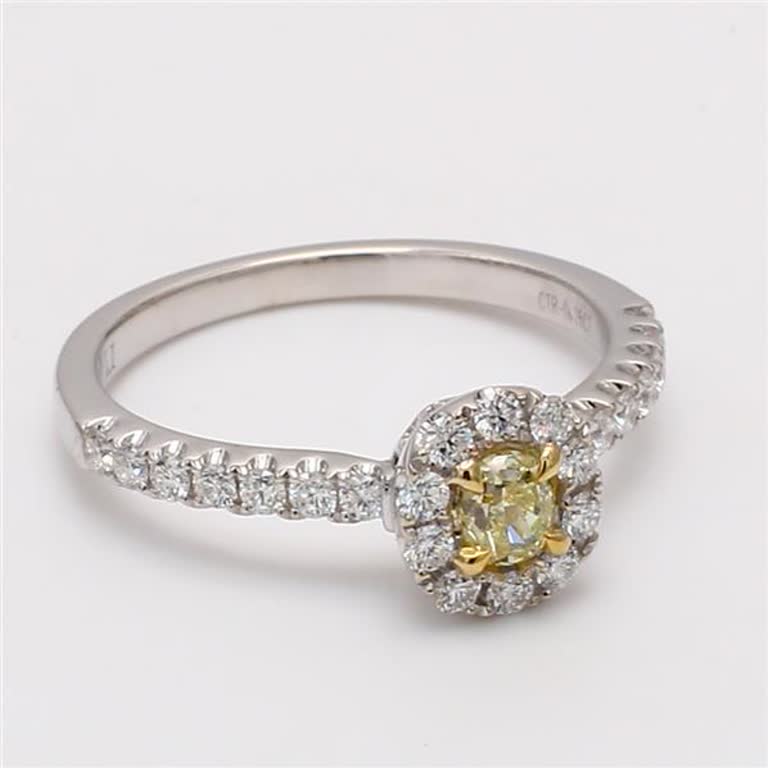Natural Yellow Round and White Diamond .69 Carat TW Gold Cocktail Ring
