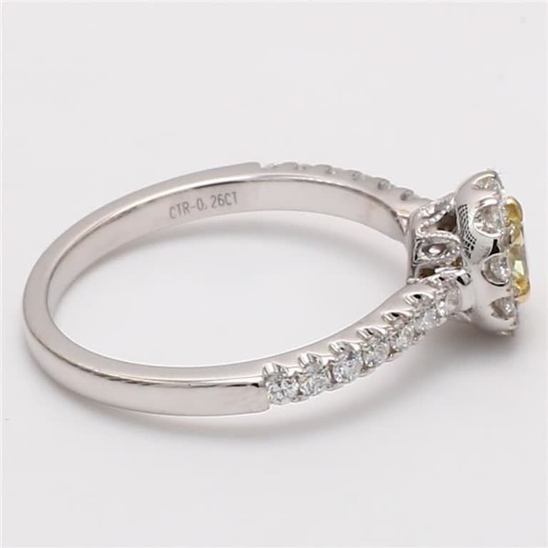 Natural Yellow Round and White Diamond .69 Carat TW Gold Cocktail Ring
