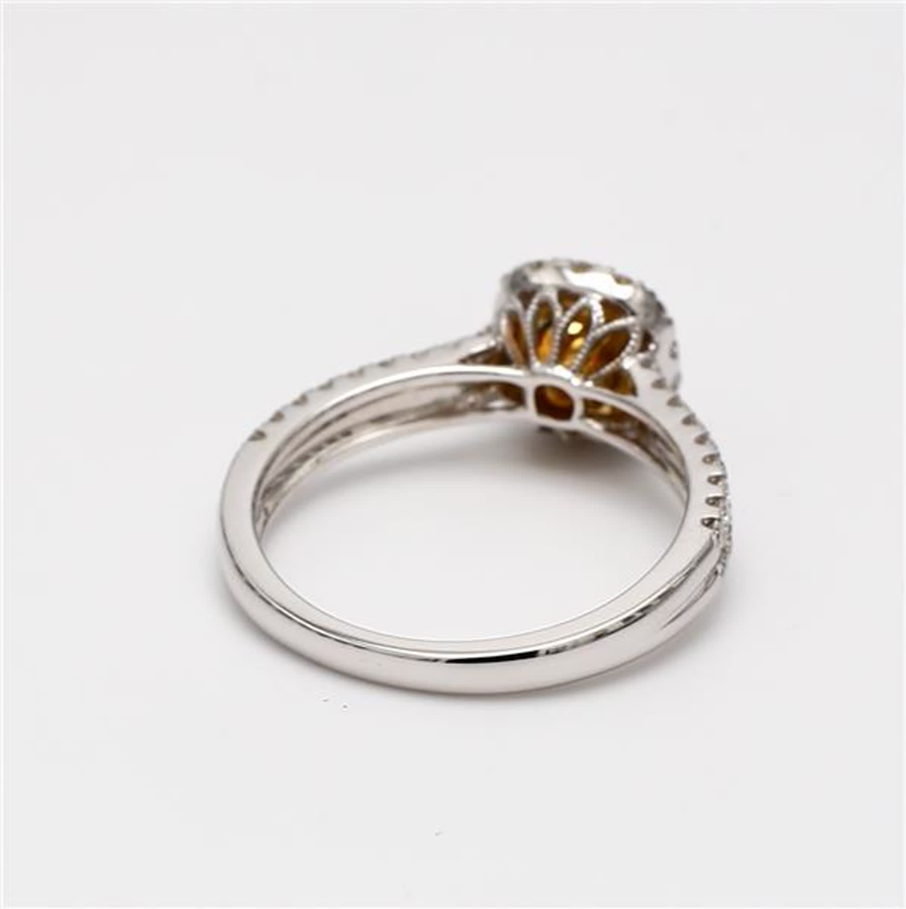 Natural Yellow Cushion and White Diamond 1.11 Carat TW Gold Cocktail Ring
