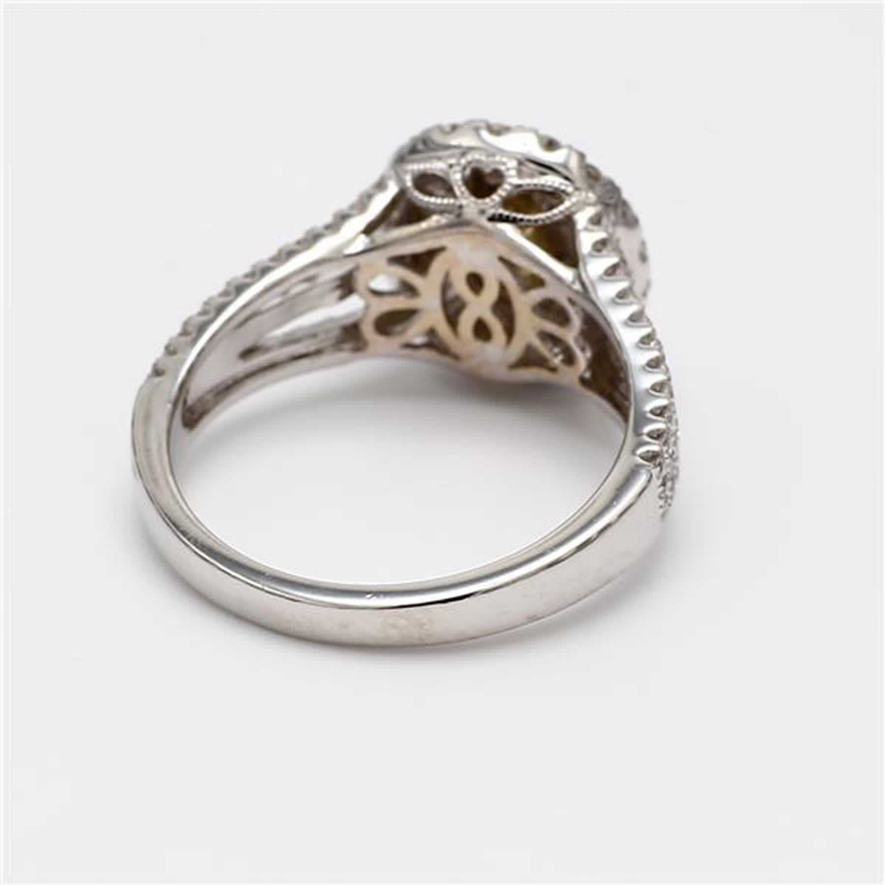 Natural Yellow Oval and White Diamond 1.16 Carat TW Gold Cocktail Ring