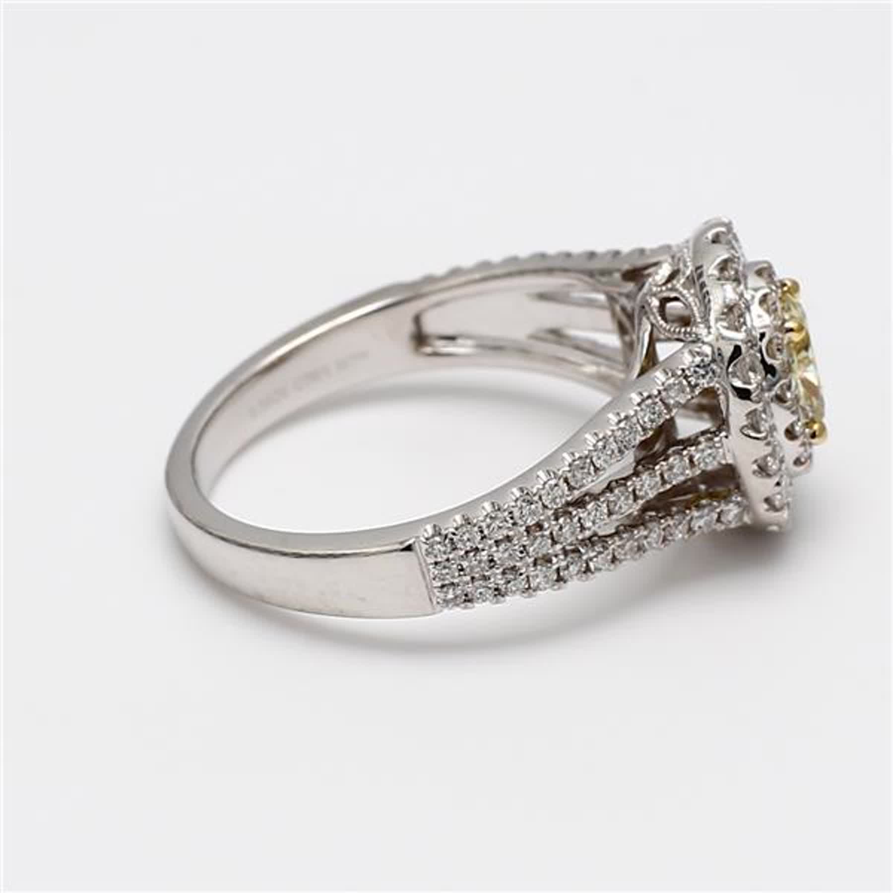 Natural Yellow Oval and White Diamond 1.16 Carat TW Gold Cocktail Ring