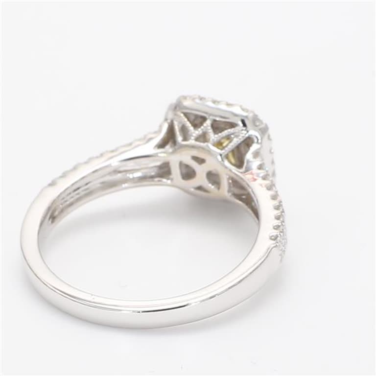 GIA Certified Natural Yellow Cushion and White Diamond .73 Carat TW Gold Ring