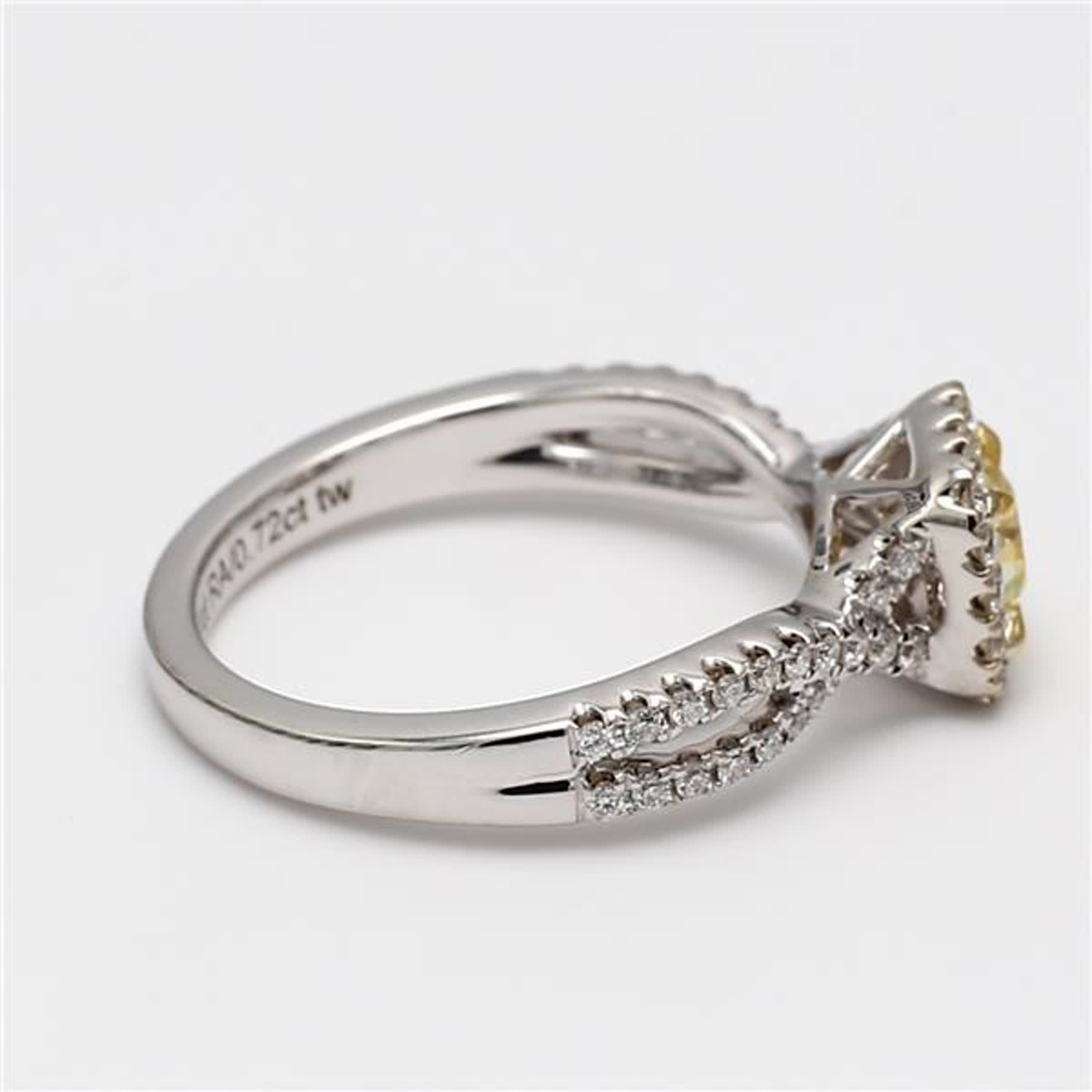 GIA Certified Natural Yellow Radiant and White Diamond .72 Carat TW Gold Ring