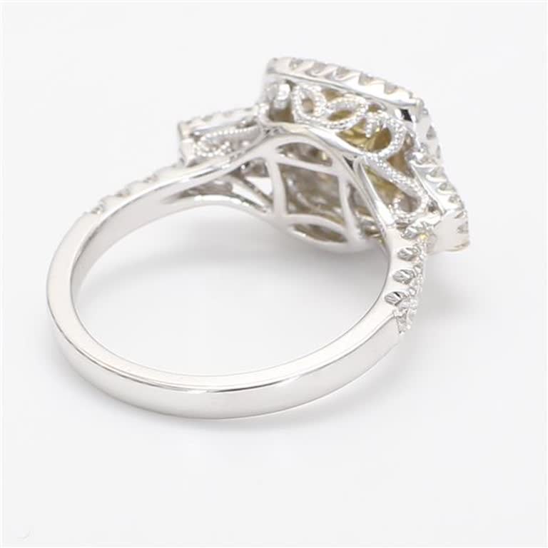 Natural Yellow Cushion and White Diamond 1.18 Carat TW Gold Cocktail Ring