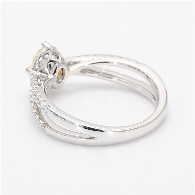 Natural Yellow Oval and White Diamond .99 Carat TW Gold Cocktail Ring