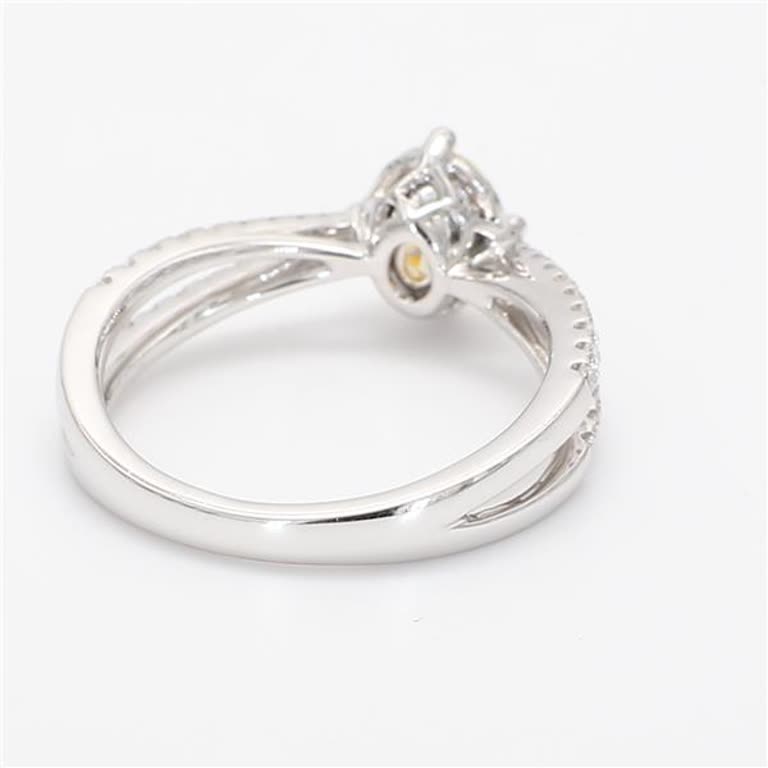 Natural Yellow Oval and White Diamond .99 Carat TW Gold Cocktail Ring