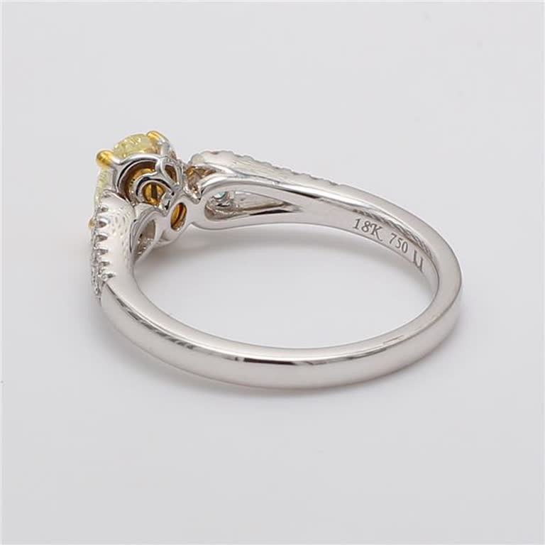Natural Yellow Oval and White Diamond 1.04 Carat TW Gold Cocktail Ring