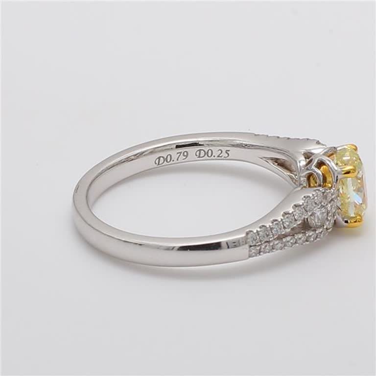 Natural Yellow Oval and White Diamond 1.04 Carat TW Gold Cocktail Ring