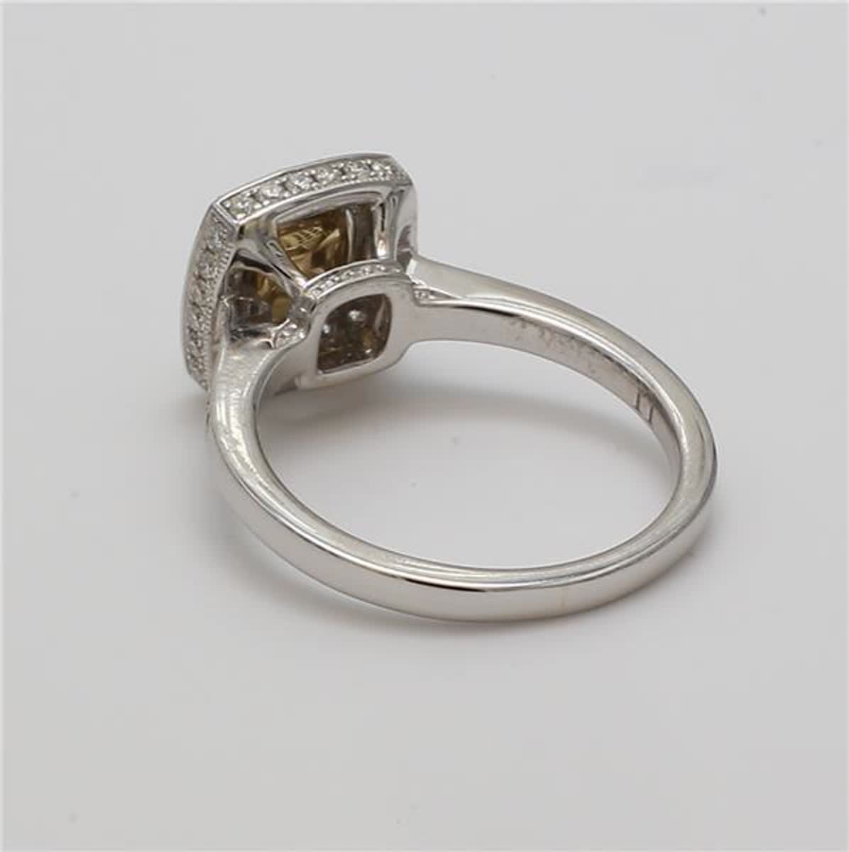 GIA Certified Natural Yellow Cushion and White Diamond 1.15 Carat TW Gold Ring