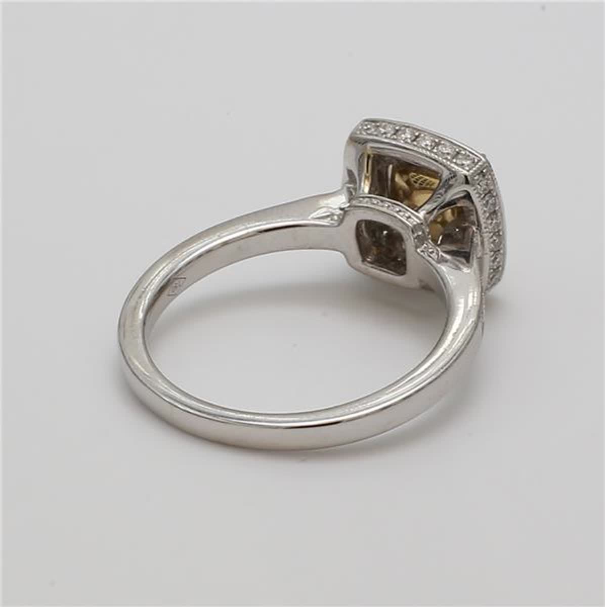 GIA Certified Natural Yellow Cushion and White Diamond 1.15 Carat TW Gold Ring