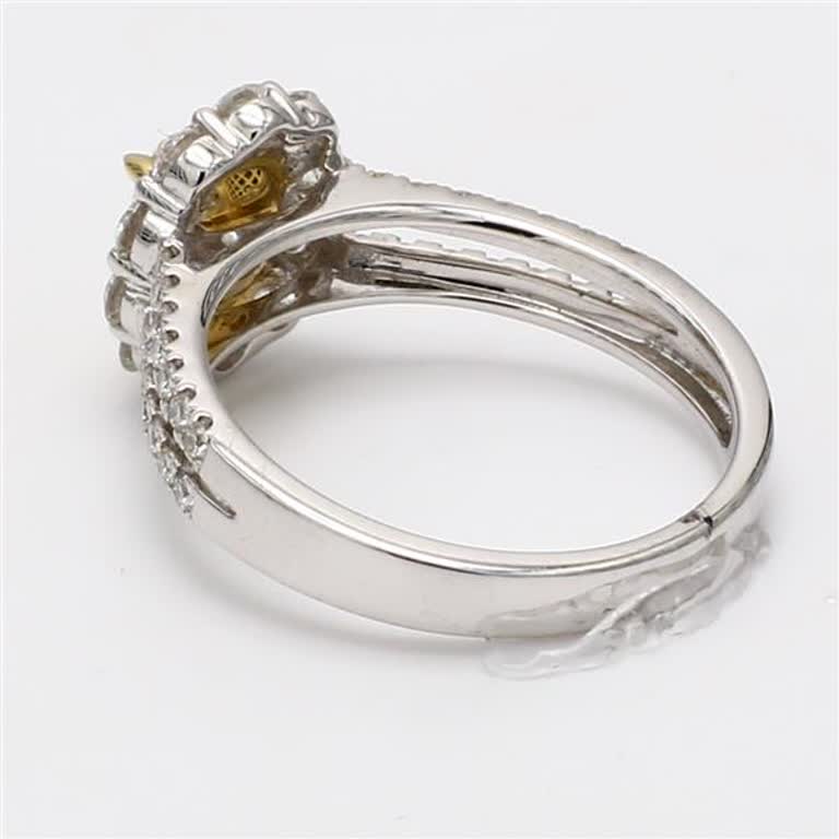 Natural Yellow Oval and White Diamond 1.57 Carat TW Gold Cocktail Ring