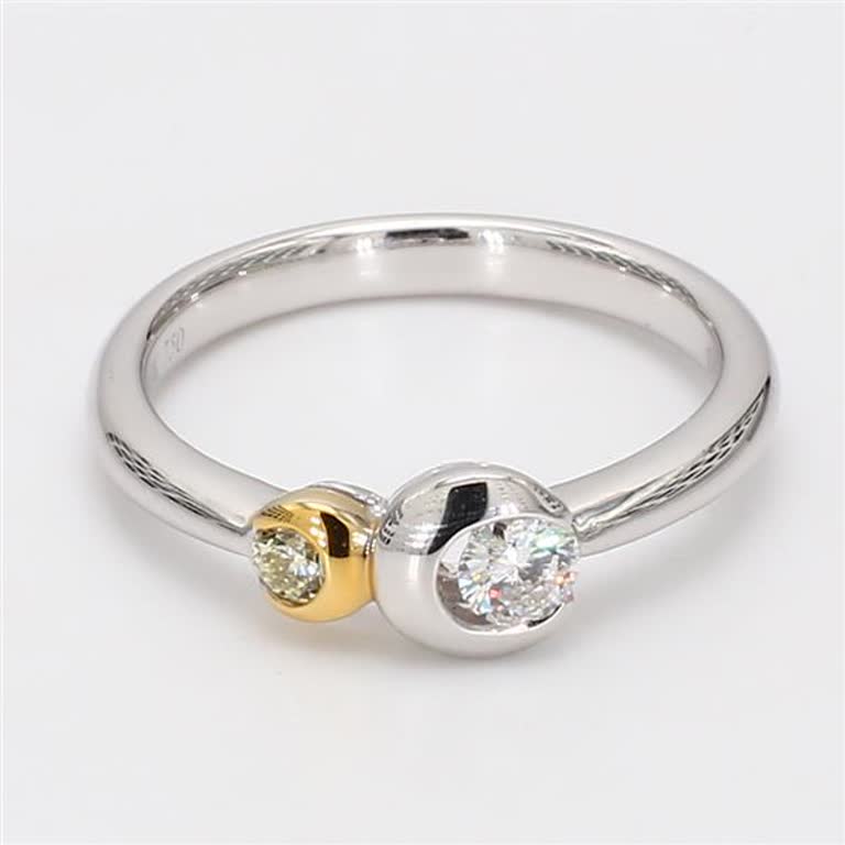 Natural Yellow Round and White Diamond .27 Carat TW Gold Wedding Band