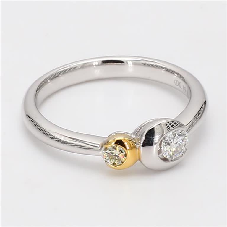 Natural Yellow Round and White Diamond .27 Carat TW Gold Wedding Band