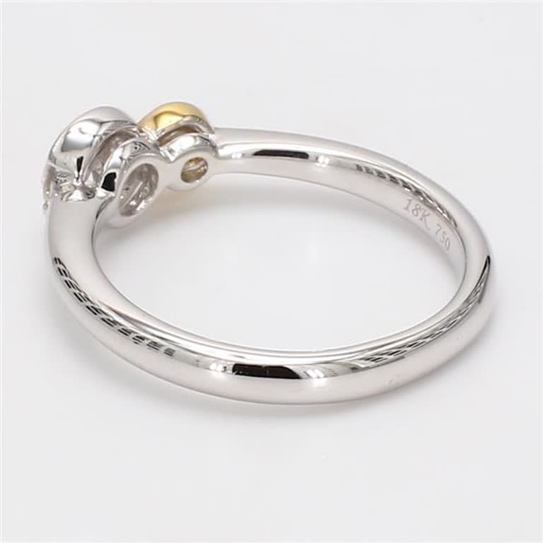 Natural Yellow Round and White Diamond .27 Carat TW Gold Wedding Band