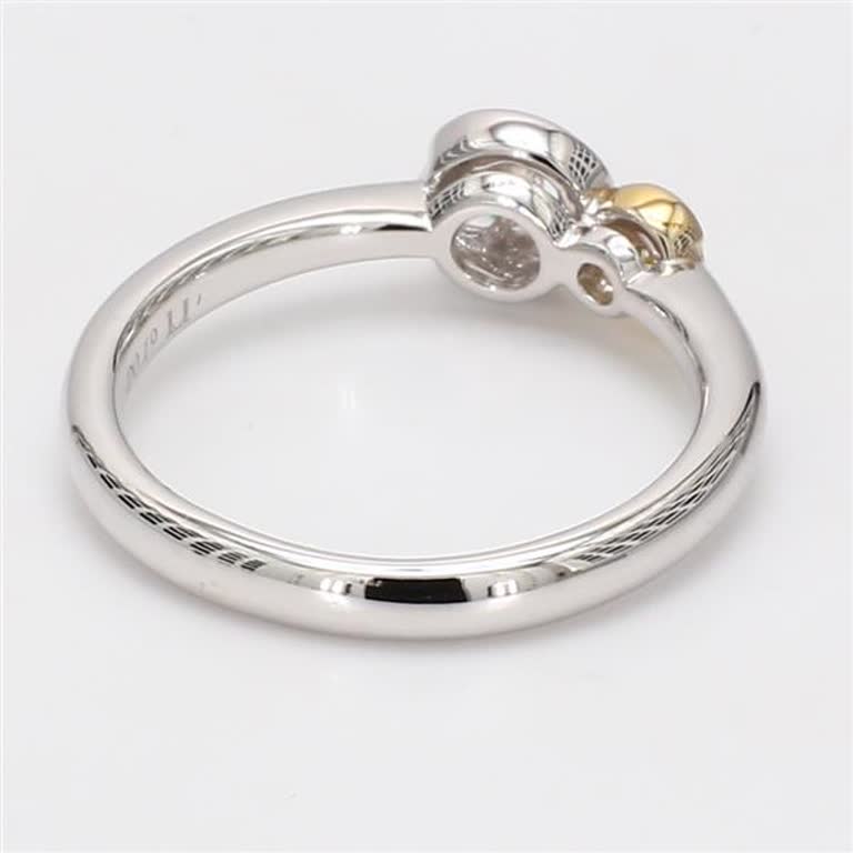Natural Yellow Round and White Diamond .27 Carat TW Gold Wedding Band