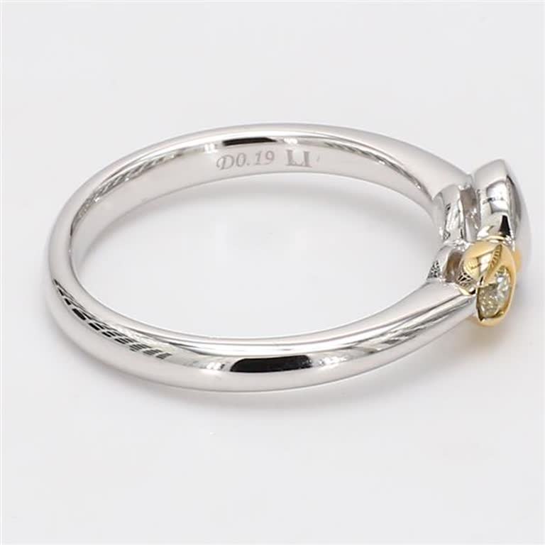 Natural Yellow Round and White Diamond .27 Carat TW Gold Wedding Band