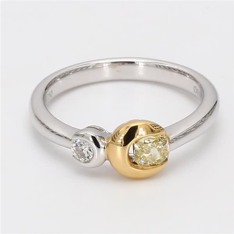 Natural Yellow Radiant and White Diamond .36 Carat TW Gold Wedding Band