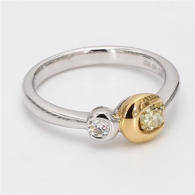 Natural Yellow Radiant and White Diamond .36 Carat TW Gold Wedding Band