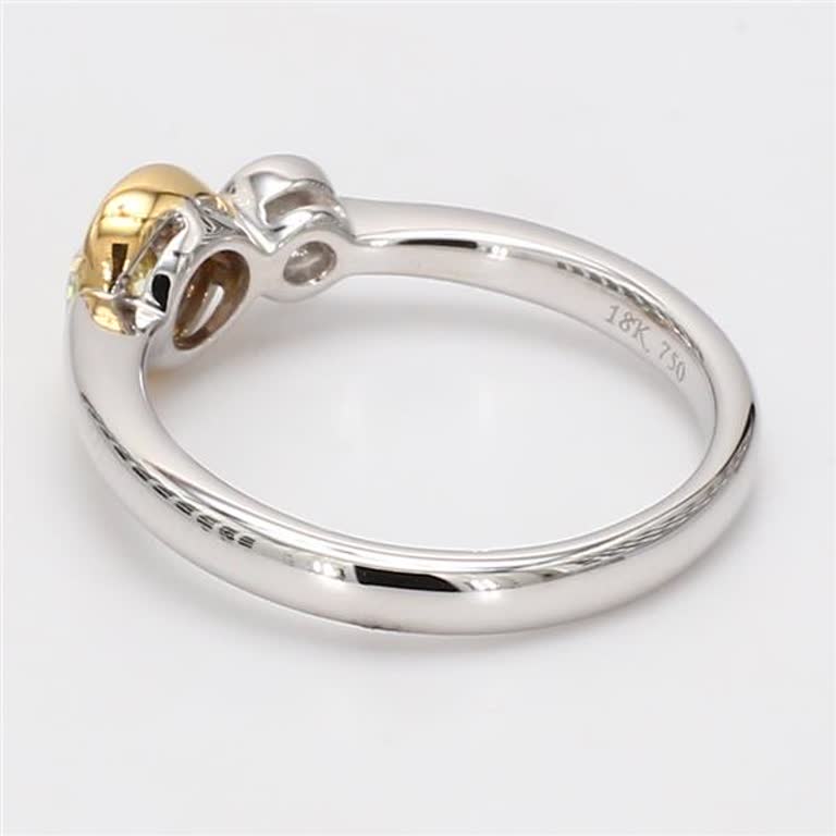 Natural Yellow Radiant and White Diamond .36 Carat TW Gold Wedding Band