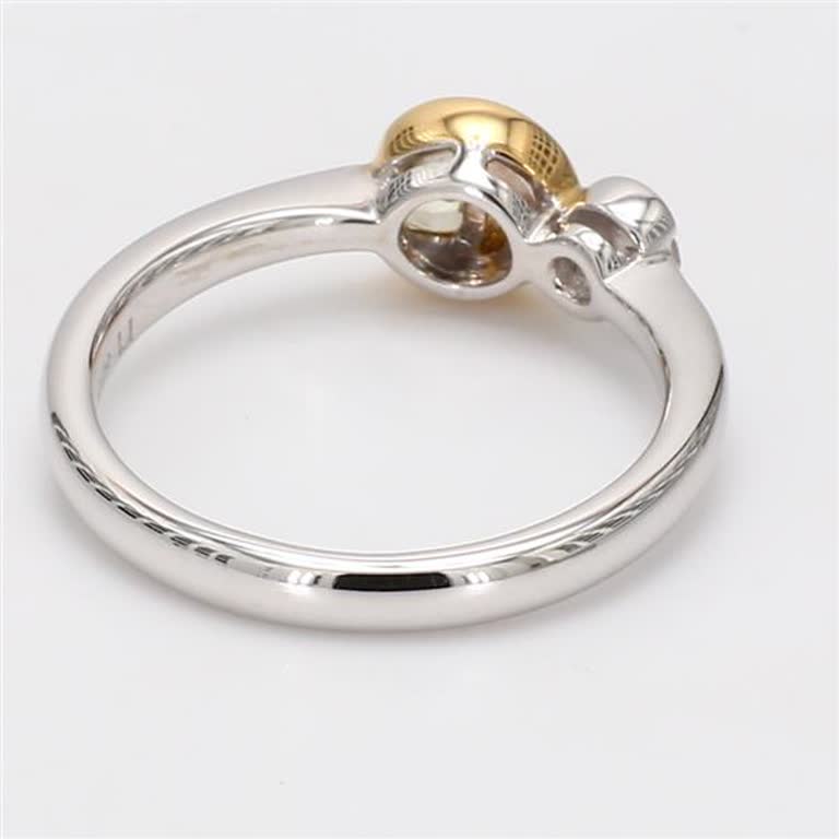 Natural Yellow Radiant and White Diamond .36 Carat TW Gold Wedding Band
