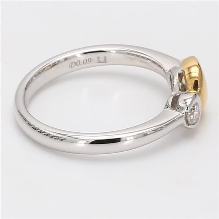 Natural Yellow Radiant and White Diamond .36 Carat TW Gold Wedding Band