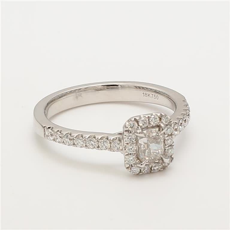 GIA Certified Natural White Cushion Diamond .83 Carat TW White Gold Ring