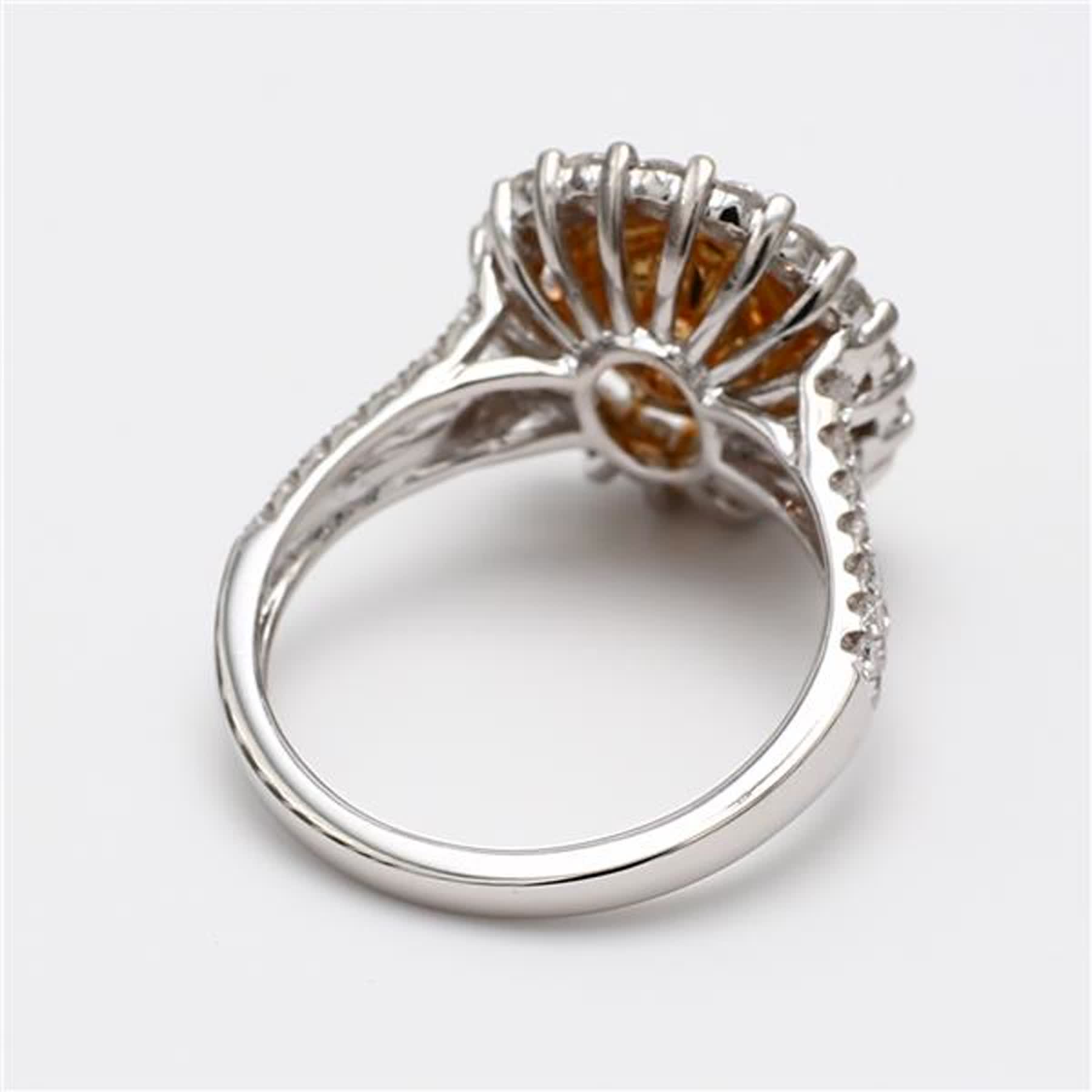 Natural Yellow Oval and White Diamond 2.89 Carat TW Gold Cocktail Ring