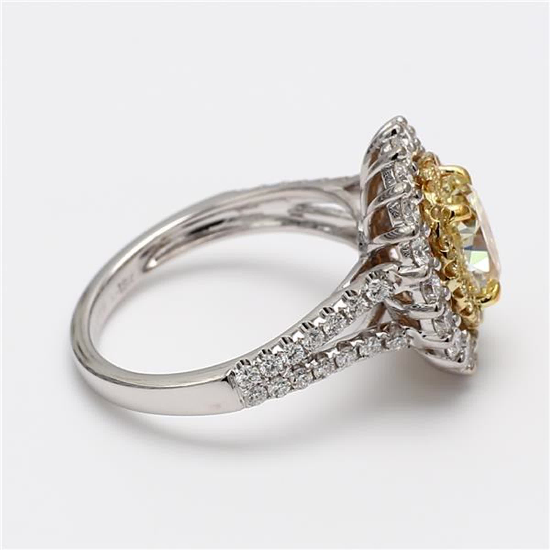 Natural Yellow Oval and White Diamond 2.89 Carat TW Gold Cocktail Ring