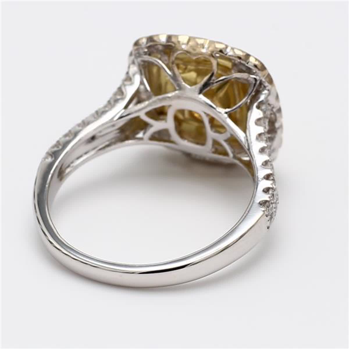 GIA Certified Natural Yellow Cushion and White Diamond 2.51 Carat TW Gold Ring
